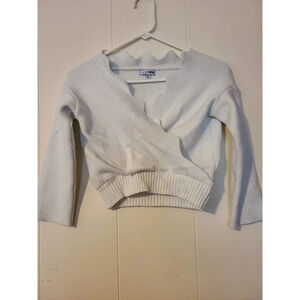 Fashion Nova Cropped Sweater Top Women's XS Long Sleeve V-Neck Casual (AG)